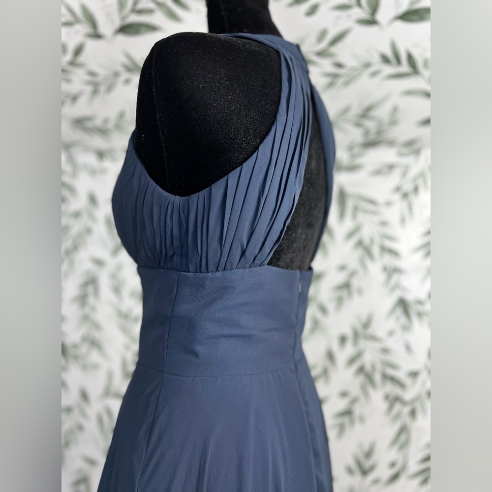 Elegant Navy Blue Evening Gown Bridesmaid Wedding Gala Sz S 4 Maxi NWT #8 Prom - Picture 13 of 14